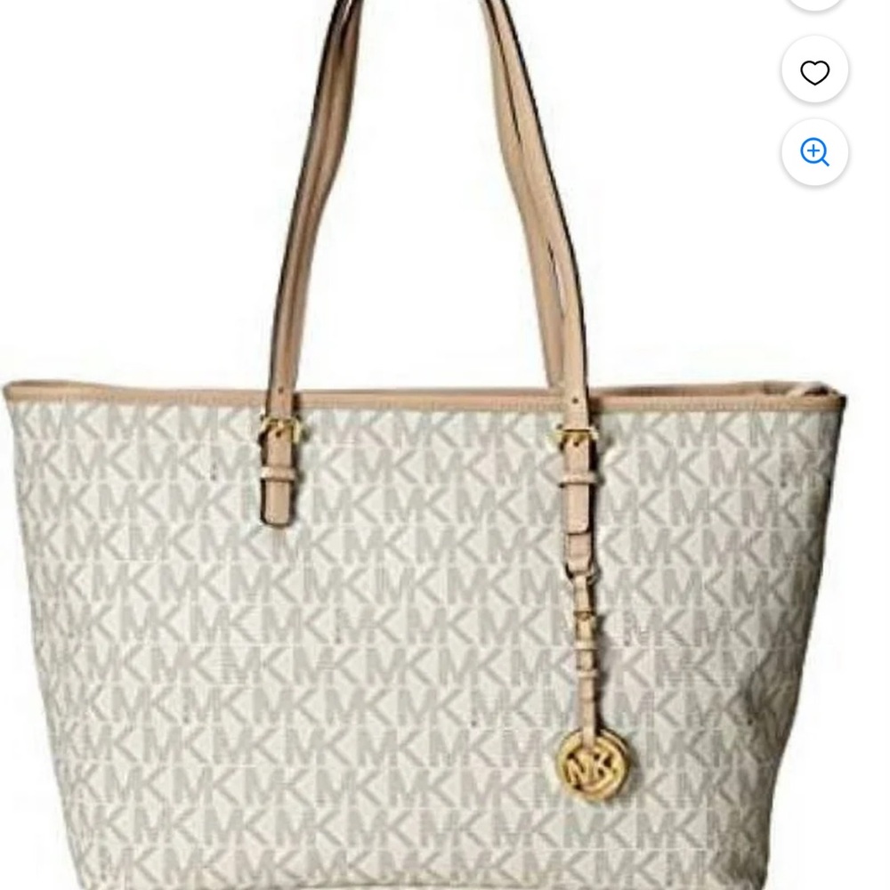 MICHAEL Michael Kors Jet Set Travel Medium Top Zip Tote Vanilla - Picture 9 of 9